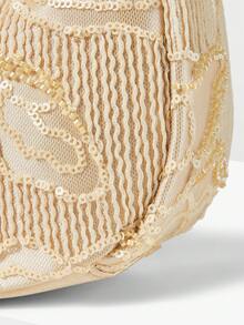 MOTF PREMIUM WOMEN'S FASHION APRICOT HANDBAG, EXQUISITE EMBROIDERED BEADED HALF-MOON BAG, SUITABLE FOR DAILY, DATING, SHOPPING, VACATION, TRAVEL - Apricot - View 6
