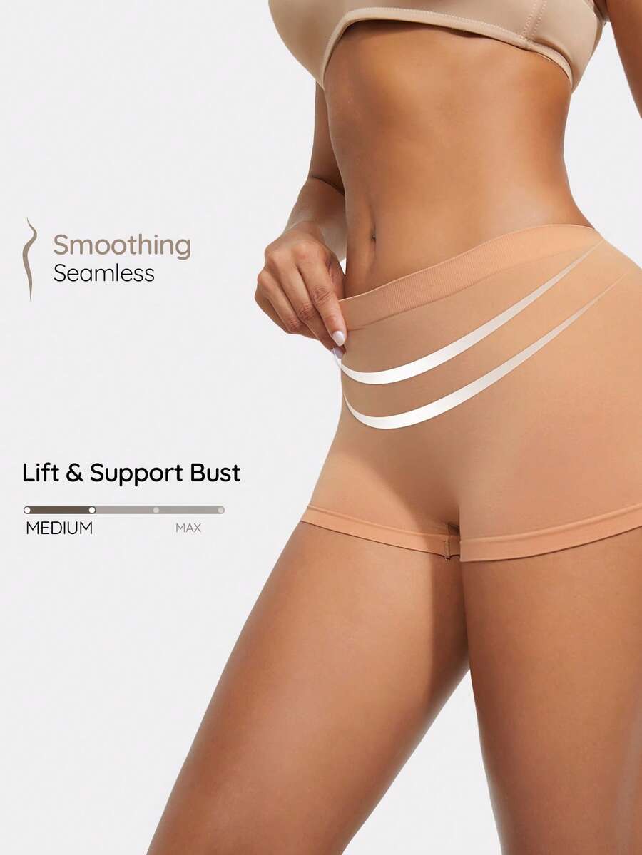SHAPORA 1pc Apricot Comfortable Minimalist Women's Shapewear Bottom - Apricot - View 1