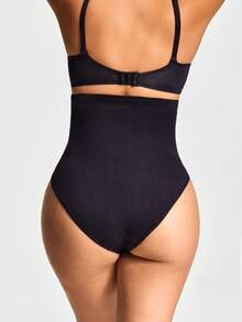 SHAPORA Pregnant Women Plain High Waist Seamless Shaping Briefs - Black - View 6