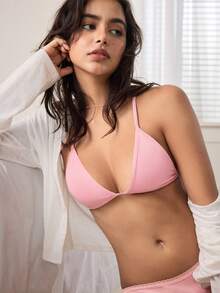 Ocili Mini Cup Seamless Backless U-Neck Bra, Comfortable Women's Underwear - Pink - View 2