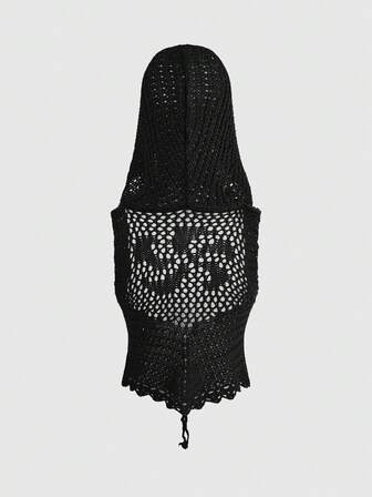 Goth Top in maglia da donna primavera/estate nero gotico con decorazioni in perline e metallo, lacci, coulisse e cappuccio Forbidden Arts