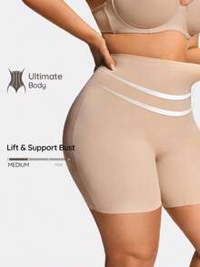 SHAPORA Plus Size High Waist Seamless Body Shaper - Apricot - View 1