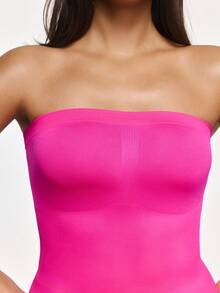SHAPORA Women's Solid Color Casual Bandeau Bodycon Dress - Hot Pink - View 6