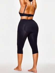 SHAPORA Legging Carpi Pembentuk Tubuh Ukuran Plus Pinggang Tinggi Pembentuk Tubuh Penuh Pengangkat Bokong-Perut Pinggang Pengontrol Paha - Hitam - View 6