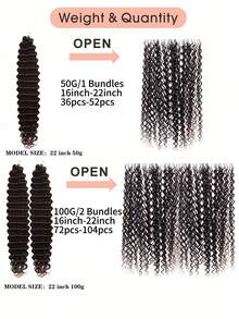 Boho Braids شعر إنساني موجي عميق للضفائر البوهيمية المصنوعة يدويًا بالكروشيه، شعر إنساني مفصول مسبقًا بدون عقد، للضفائر، بطول 16-22 بوصة، باللون البني الداكن - S4 - مشاهدة 5