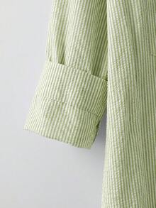 SHEIN CURVE+ 大尺碼女款春夏時尚休閒寬鬆舒適日常基本百搭顯瘦 - 軍綠色 - 查看 3