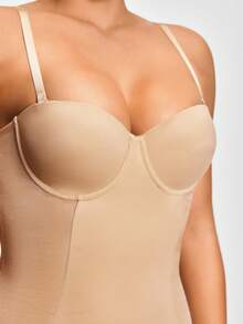 SHAPORA Shaping Underwire Cupped Shapewear Slip Dress Body Shaper Bust& Butt Lifter-Tummy Waist Thigh Control - Apricot - View 7