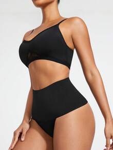 SHAPORA Conjunto Moldeador De Cuerpo Con Control De Barriga Y Empalme De Encaje Para Mujer - Negro - Ver 3