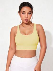 Easithlete 1pc Regular Bra/Criss-Cross Straps/Yellow+Sports Bra+Fitness/Yoga - Yellow - View 4