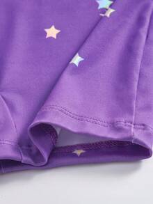 SHEIN Rompi Olahraga Kasual untuk Anak Perempuan dengan Leher Bulat dan Motif Bintang Lima, Cocok untuk Aktivitas Sehari-hari. - Purple - View 7