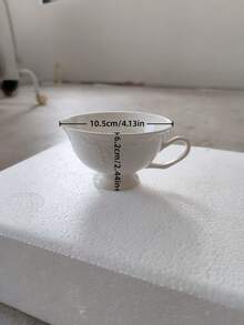極簡純白浮雕瓷器｜屬於慢時光下午茶餐具。奶油白瓷杯搭配浮雕圖案與復古濾網 - 彩色 - 查看 3