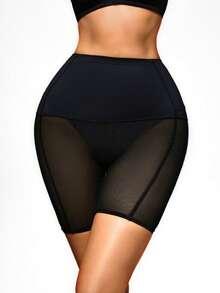 SHAPORA Solid Wideband Waist Shapewear Shorts - Black - View 5