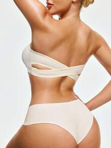 SHAPORA Women's Wireless Bra With Removable Pads - Beige - View 3