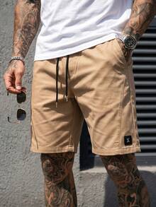 Manfinity CasualCool Men's Khaki Drawstring Waist Pocket Casual Shorts - Khaki - View 7