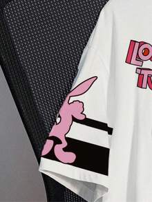LOONEY TUNES X SHEIN 大码字母卡通图案圆领短袖T恤 - 白色 - 查看 6