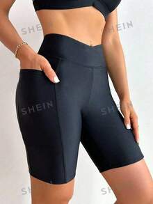 Swim SPRTY Bottom del bikini deportivo de playa de verano - Negro - Ver 4