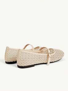 CUCCOO CHICEST Nuevos zapatos planos de mujer con punta cuadrada de malla color albaricoque, cómodos, suaves y sencillos para ir al trabajo - Albaricoque - Ver 5