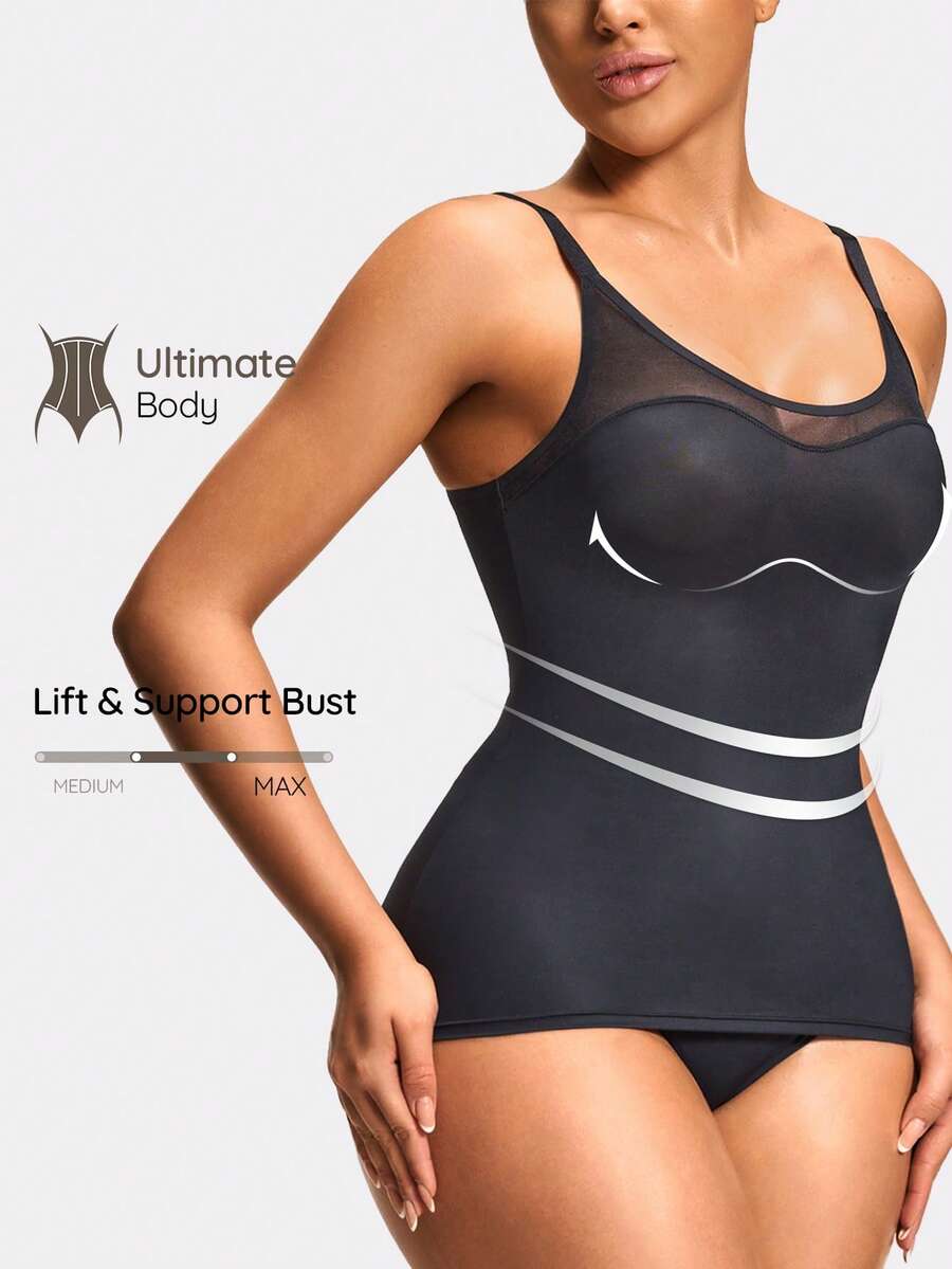 SHAPORA Top de ropa interior moldeadora con control de cintura y abdomen - Negro - Ver 1