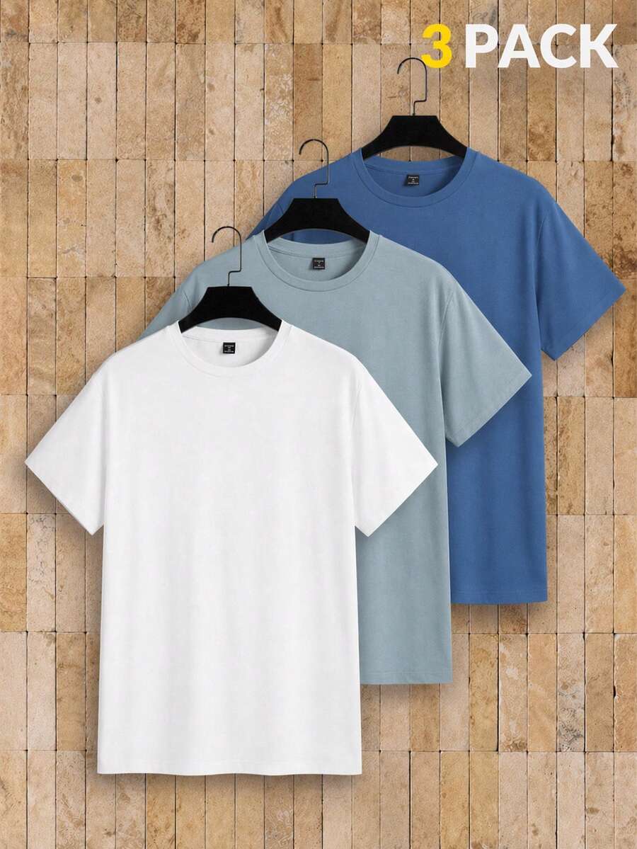 AKNOTIC Men's Crew Neck Simple Casual Short Sleeve T-Shirt - Multicolor - View 1