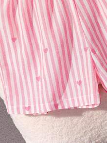 Lässige Shorts für Kleine Mädchen aus gewebtem gestreiftem Stoff mit Buchstaben-Patchwork - Pink - Übersicht 4