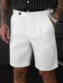 SLATEMANN Men's Summer Casual Versatile Solid Color Shorts - White - View 3