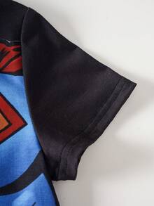 SUPERMAN X SHEIN 1pc Fun Casual Style Young Boy T-Shirt Top, Crew Neck Short Sleeve Comfortable Toddler T-Shirt, Collaboration Toddler T-Shirt - Multicolor - View 6