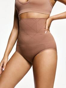 SHAPORA Deep Skin Tone, Chocolate Color, High Elasticity, Waist Slimming, Flattering Curves, Minimalist Daily Wear Women's Shapewear Bottom - Coffee Brown - View 3