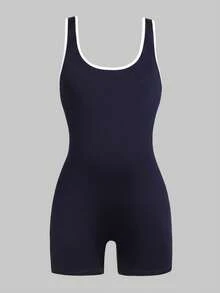SHEIN Tween Girl Tween Girls Bodysuits & Jumpsuits - Navy Blue - View 4
