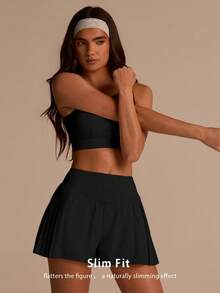 Fluxe Women's Solid Color Backless Round Neck Summer Sports Bra Top - Black - View 7