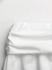 SHEIN Celana Jogging Kasual Longgar Putih dengan Pinggang Berkerut untuk Remaja Perempuan - Putih - View 4
