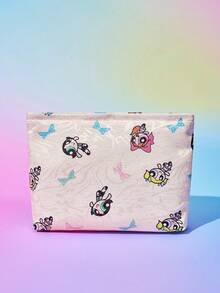 FanGlow THE POWERPUFF GIRLS X SHEIN 甜美可愛花朵、泡泡、毛茛花紋便攜式化妝包、零錢包、旅行包 - 彩色 - 查看 6