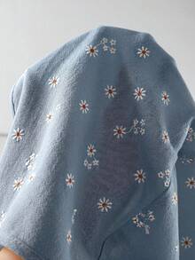 SHEIN LUNE 大尺碼女款度假風雛菊刺繡荷葉邊圓領洋裝 - 彩色 - 查看 7