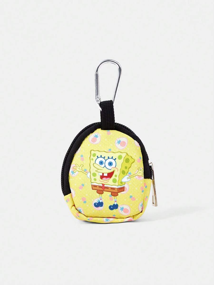 SpongeBob SquarePants | SHEIN 附扣與拉鍊口袋零錢包，多功能收納袋，零錢收藏整理袋，男女皆適用 - 海綿 - 查看 1