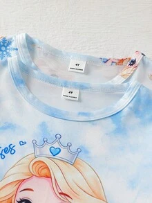 Genkimix Kids 女童幼兒簡約時尚粉色與灰色可愛卡通羊印花2件組短袖長版睡袍家居服 - 藍色 - 查看 8