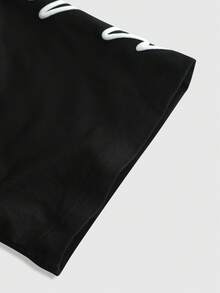 ROMWE MEN Street Life Men's Puff Print Loose Short Sleeve T-Shirt - Black - View 4