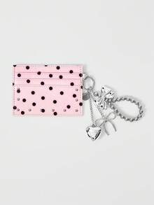 ROMWE Anime Pink Polka Dot Small Card Holder For Women, Compact, Exquisite, High-End, Ultra-Thin, Multi-Card Slots, Simple, Zero-Cost Wallet, Mini Zero-Cost Wallet, Card Holder. - Black - View 4