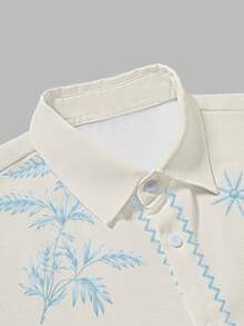 Manfinity RSRT Men's Vacation Palm Tree Print Short Sleeve Shirt And Shorts Set - Multicolor - View 3