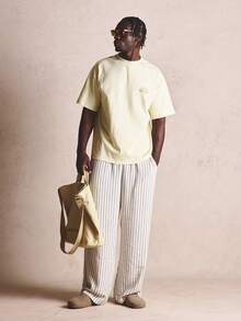 Musero Oversized Graphic Print "La Riviera"Crew Neck Tshirt Spring Summer Essentials - Light Yellow - View 5