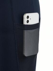 SHEIN Cheerettes Contrast Waistband Seamless Athletic Leggings - Navy Blue - View 5