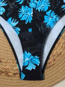 Swim Lushoire 女款夏季休閒保守風歐洲度假海灘派對印花粗肩帶比基尼兩件式泳衣套裝 黑色 - 彩色 - 查看 8
