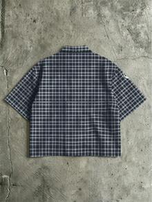 ROMWE MEN Prep Men's Lapel Short Sleeve Printed Plaid Casual Shirt - Multicolor - View 3