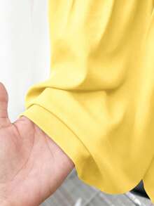 GlowEve CURVE Camisa de talla grande casual versátil de unicolor con ribete de volantes - amarillo ganso - Ver 7