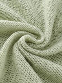 SHEIN Raffinéa Sage Green,Summer,Elegant,Date Women Ruffled Trim Short-Sleeved Cardigan Knit Top,Simple Vintage Style Loose-Fitting Short-Length Business Commuting - Mint Green - View 9