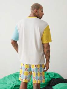 Rick and Morty X SHEIN Men's Cartoon Print Short Sleeve T-Shirt And Shorts Loungewear Set - Multicolor - View 2