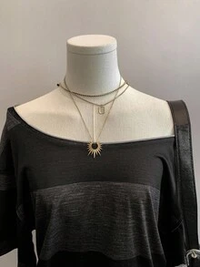 Attitoon Kaos Wanita Kasual Minimalis Garis-garis Hitam & Abu-abu 95% Katun Motif Cetak Penuh Bahu Asimetris Lengan Pendek Potongan Longgar Cocok untuk Musim Semi & Musim Panas - MultiWarna - View 8