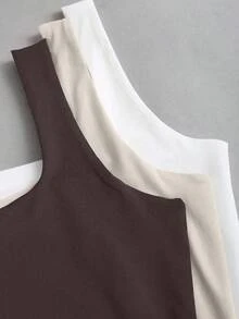 Sweetra Atasan Wanita Polos Berlipit Potongan Slim Fit Serbaguna untuk Pemakaian Sehari-hari, 3 Potong - MultiWarna - View 7
