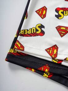 SUPERMAN X SHEIN Men's Fashion Letter Print Boxer Briefs - Black and White - View 4