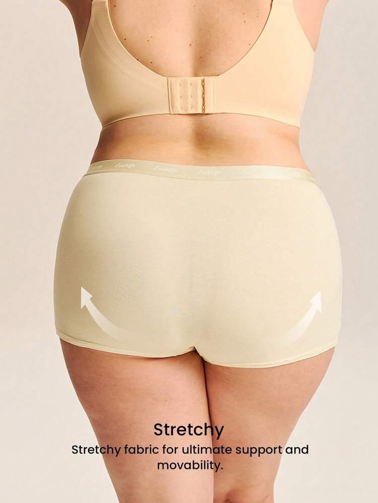 Plus 3-Pack Women Cotton Logo High-Rise Boyshorts