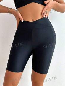 Swim SPRTY Bottom del bikini deportivo de playa de verano - Negro - Ver 3