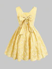 Firerie Kids Firerie Kids Tween女孩休閒優雅條紋收腰無袖中長洋裝 - 藍色 - 查看 2
